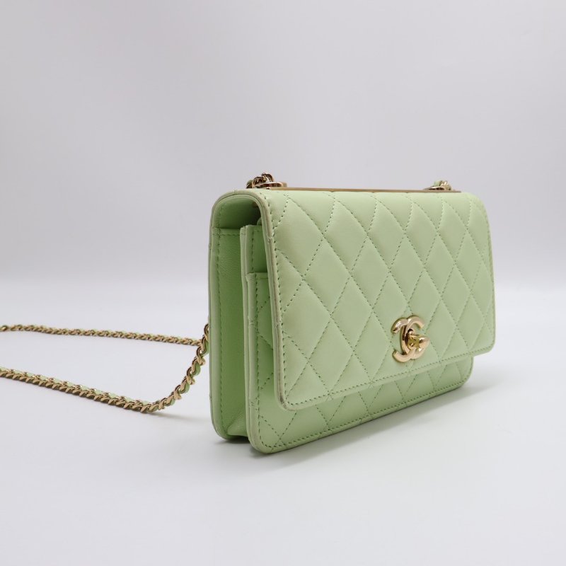 CHANEL Trendy WOC - 蘋果綠金-9
