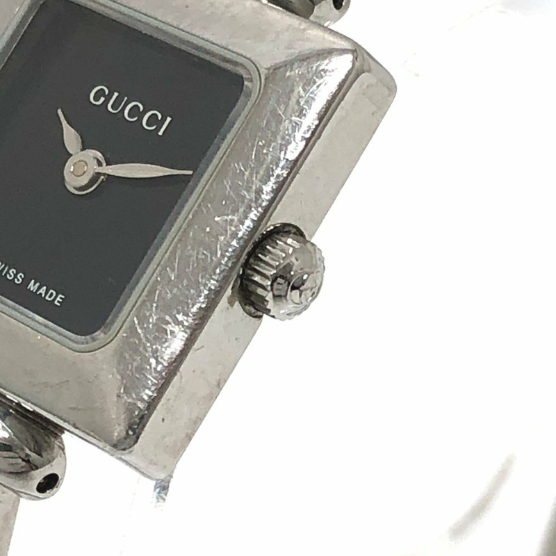 GUCCI 1900L 手鐲方形石英 2 指針模擬手錶 SS 女士銀色-4