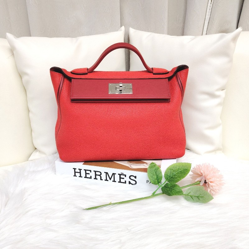 Hermes 愛馬仕 24/24-29辣椒紅 銀扣 D刻-0