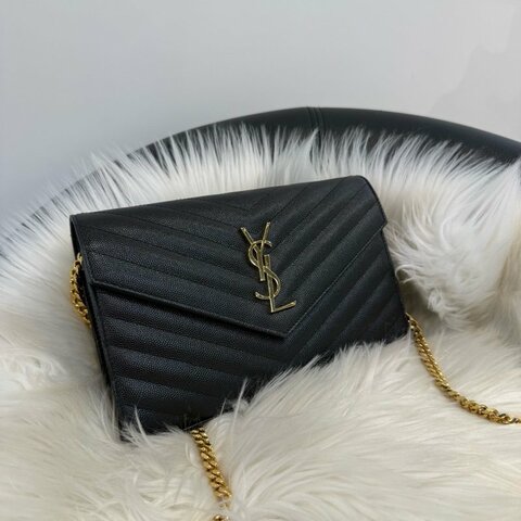 YSL V字縫線魚子醬牛皮WOC信封寫斜背包