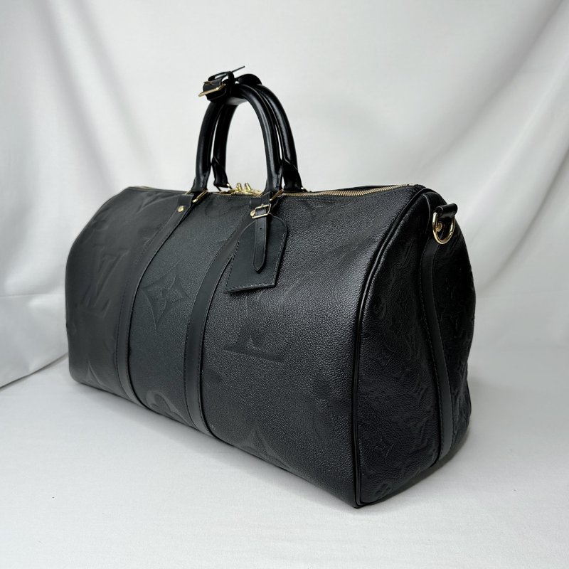 LV Keepall 45黑色全皮壓花旅行袋-2