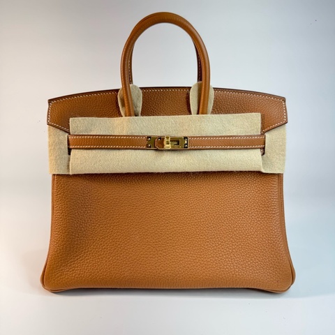 HERMÈS BIRKIN 25 37金棕色 金釦 TOGO皮