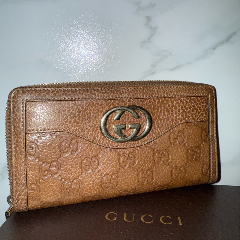 🧨特價🉐 質感棕金的完美搭配|Gucci經典GG壓紋長夾-3