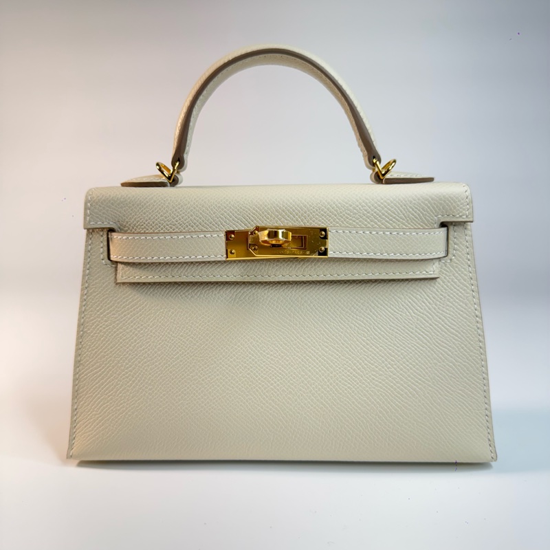 HERMÈS MINI KELLY II 10奶昔白 金釦 EPSOM皮-1