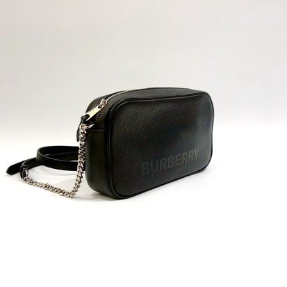 Burberry 黑牛皮壓紋logo相機包-1