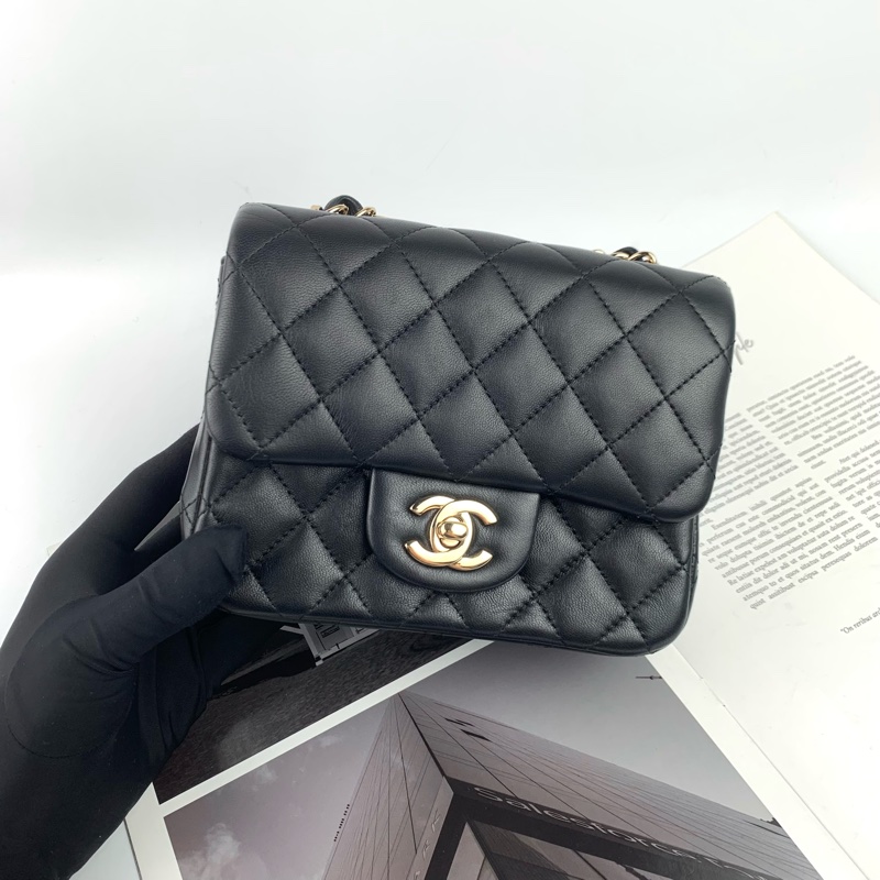 ◻️Chanel羊皮淡金方胖子-1