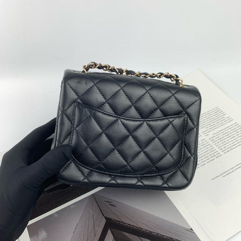 ◻️Chanel羊皮淡金方胖子-2