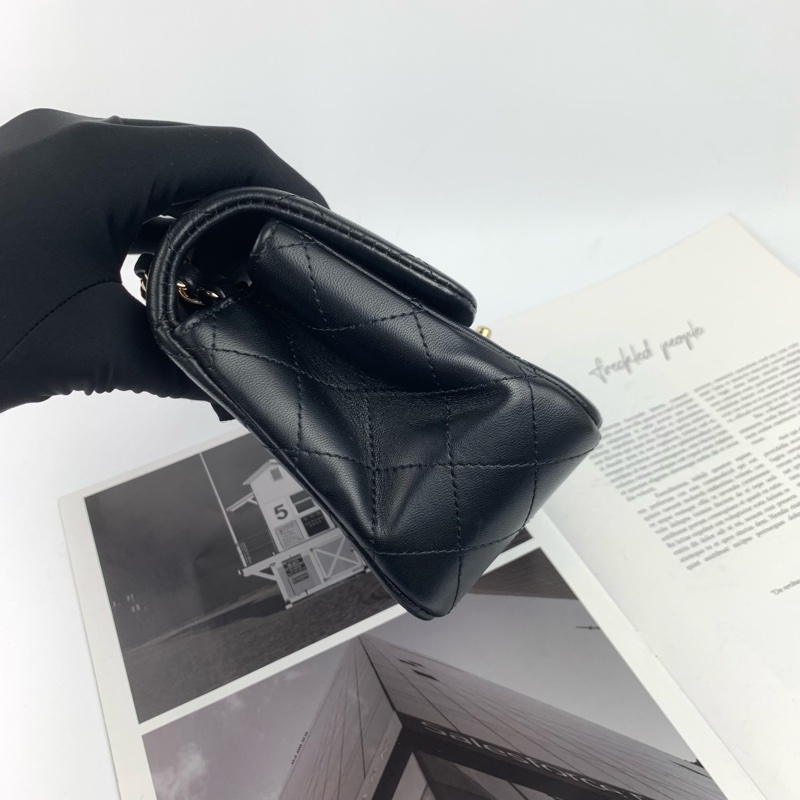 ◻️Chanel羊皮淡金方胖子-6