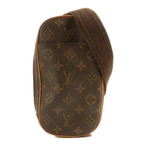 LOUIS VUITTON Monogram Pochette Gange金扣肩背袋棕色