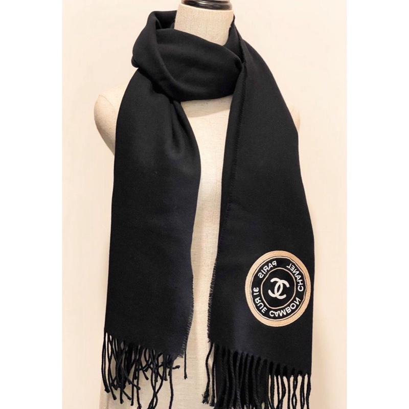 Chanel 黑色羊毛材質圍巾 Scarf-1