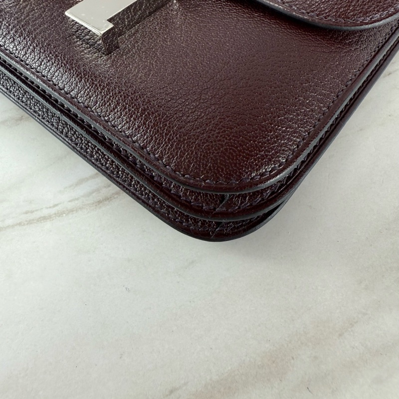 愛馬仕 Hermès Mini Constance 19康康 0G Rouge Sellier 紅棕色配銀釦-9