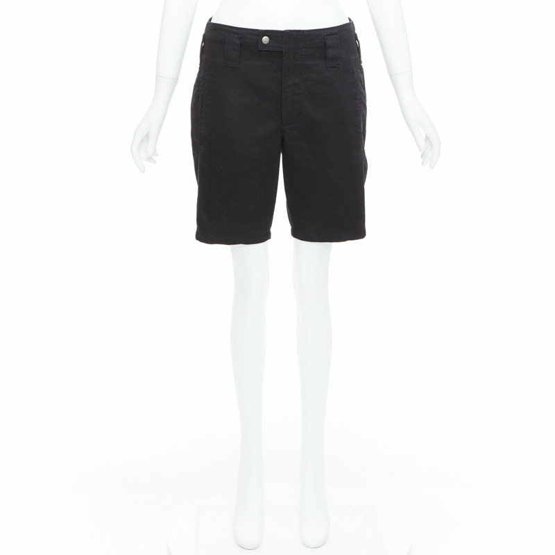 SAINT LAURENT 2018 black cotton ramie back pocket bermuda shorts FR36 S-8