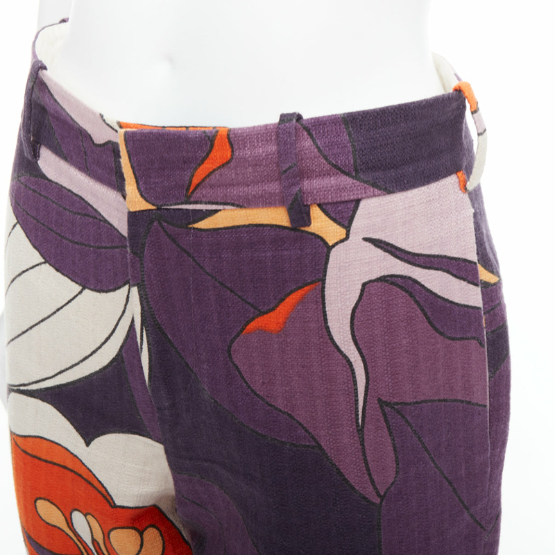 MARNI purple orange floral 80s print bermuda capri shorts IT38 S-1