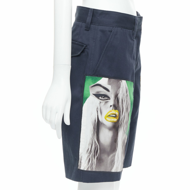 ACNESTUDIOS 2015 Eora Vermina collage portrait print navy bermuda shorts FR34 XS-3