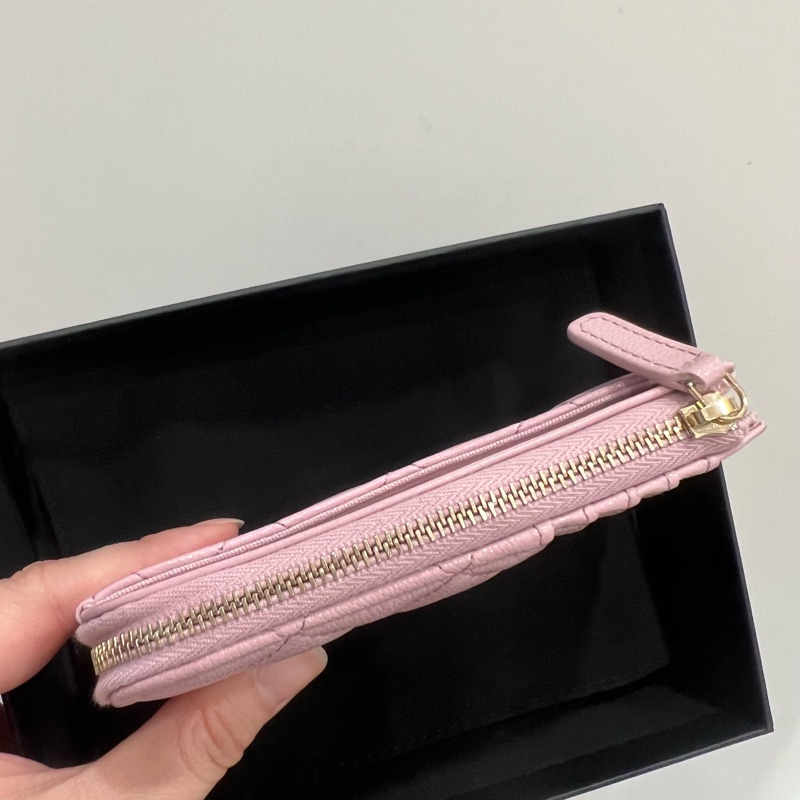 Chanel 香奈兒 荔枝牛皮 L 卡夾 零錢包 粉-2
