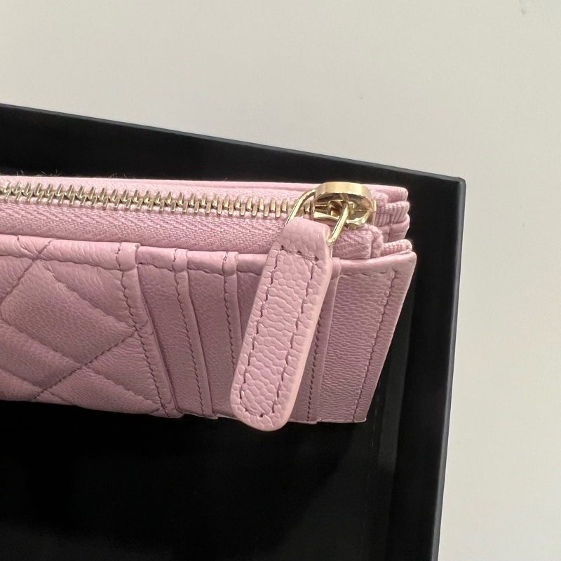 Chanel 香奈兒 荔枝牛皮 L 卡夾 零錢包 粉-15