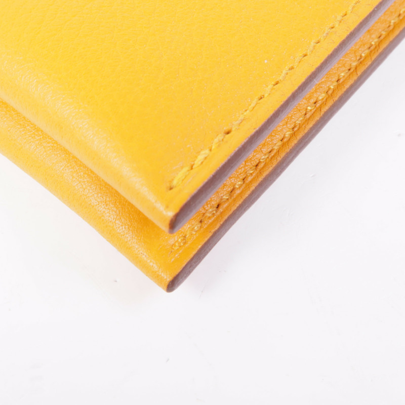 HERMES Evercolor皮革R.M.S Card Holder卡片套Apricot/Gold-9