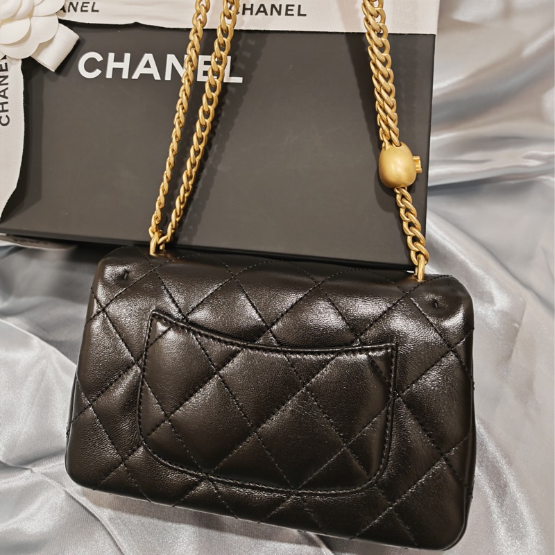 CHANEL•香奈兒•25C•愛心鏈•黑金19cm•小羊皮-8