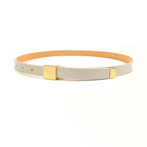 LOUIS VUITTON 牛皮皮革Belt金扣皮帶灰色