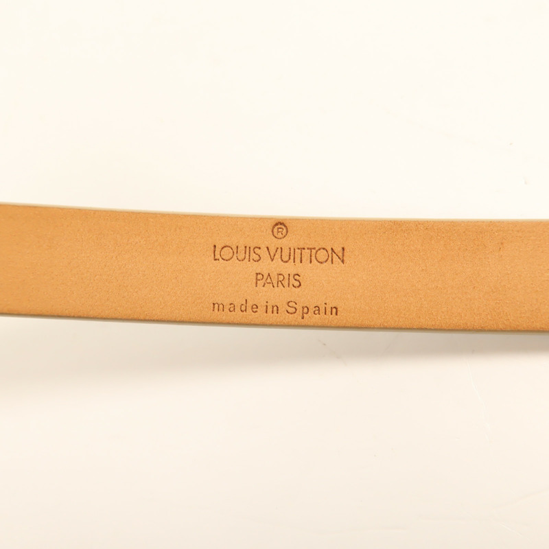 LOUIS VUITTON 牛皮皮革Belt金扣皮帶灰色-6