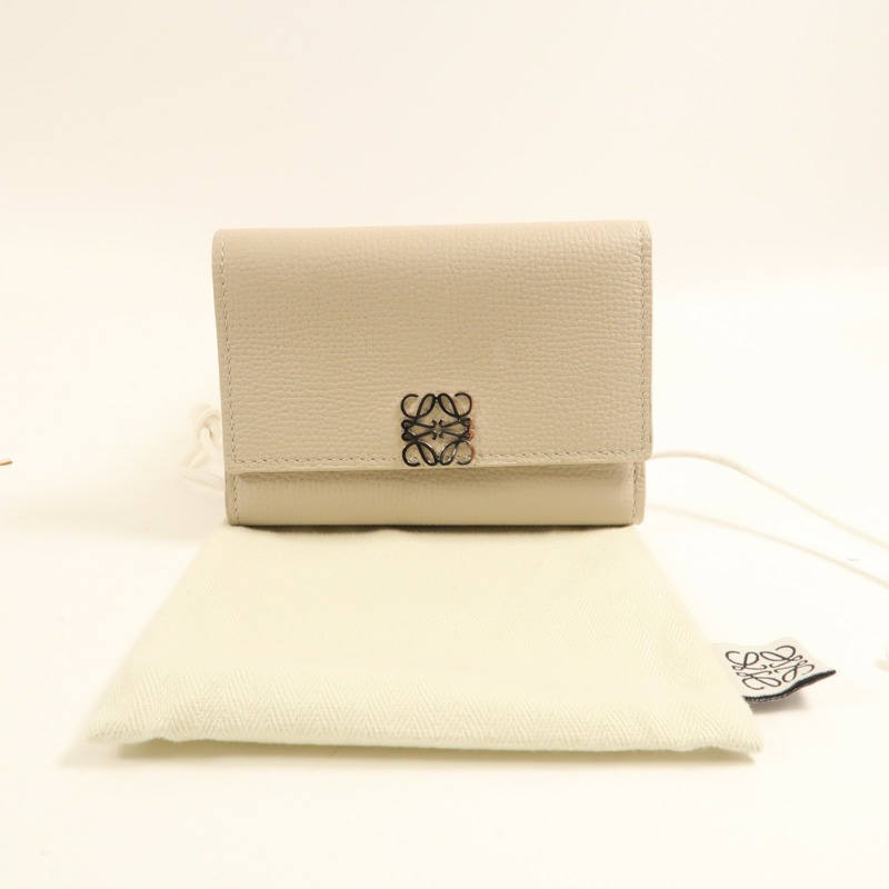 LOEWE 牛皮皮革Anagram small vertical wallet銀扣錢包灰色-11