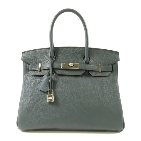 HERMES Togo皮革Birkin 30銀扣手挽袋Bleu Orage