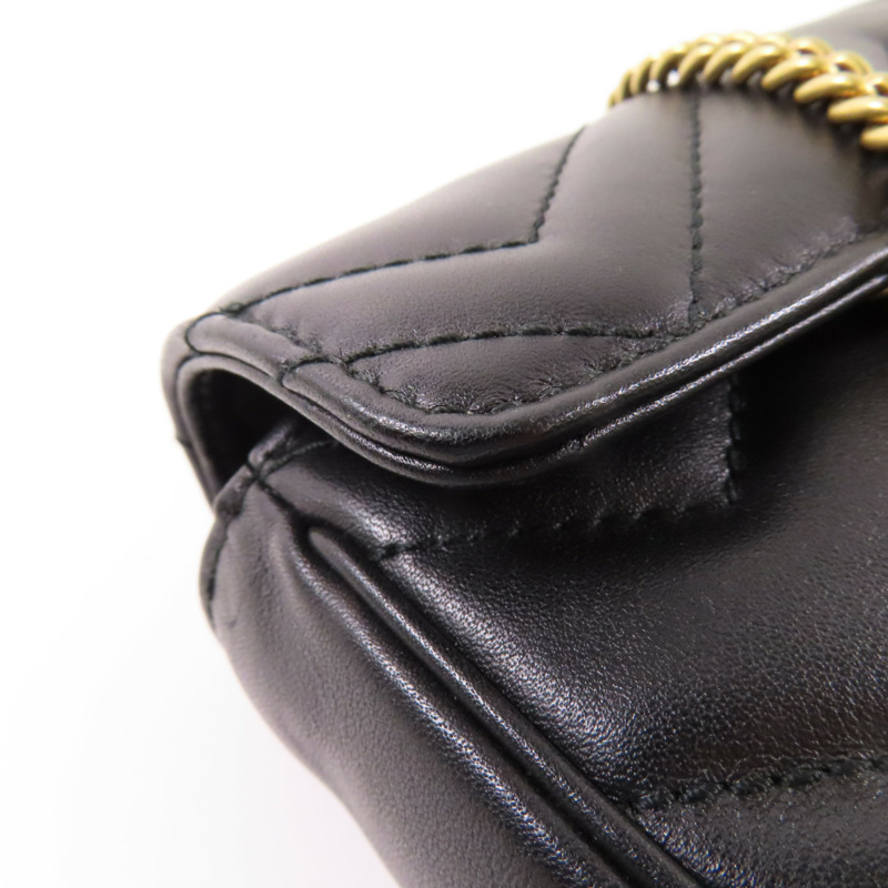 GUCCI Chevron皮革GG Marmont Super Mini Bag金扣鏈帶肩背袋-13