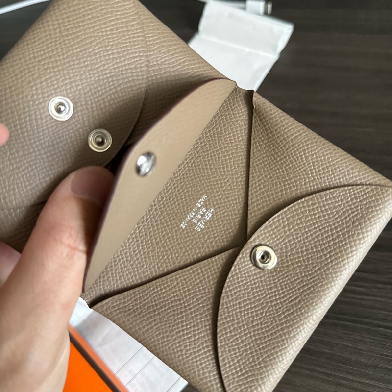 愛馬仕Hermes 零錢卡包 大象灰 銀扣-4