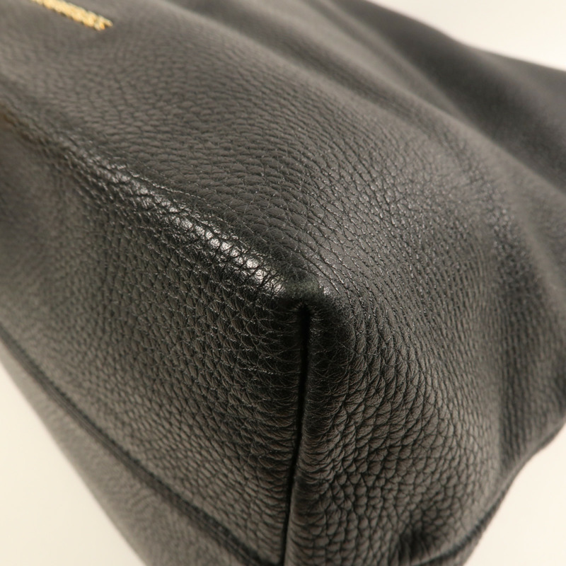 BURBERRY 牛皮皮革Hand Bag金扣手挽袋黑色-5