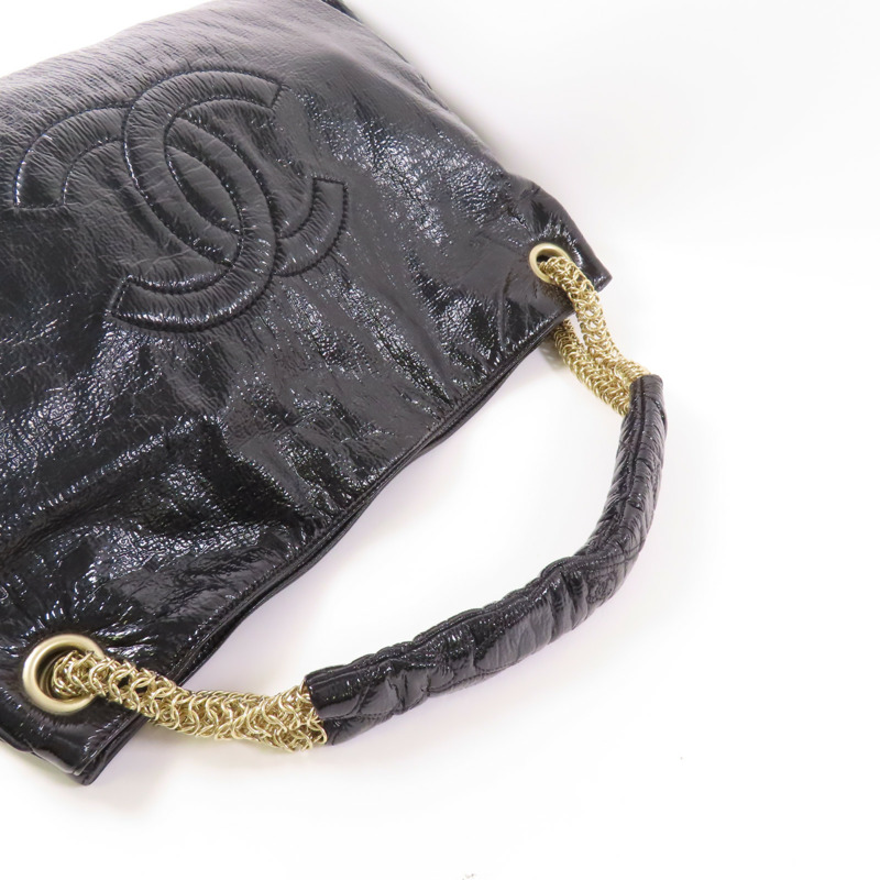 CHANEL 皮革Chain Shoulder金扣鏈帶肩背袋-4