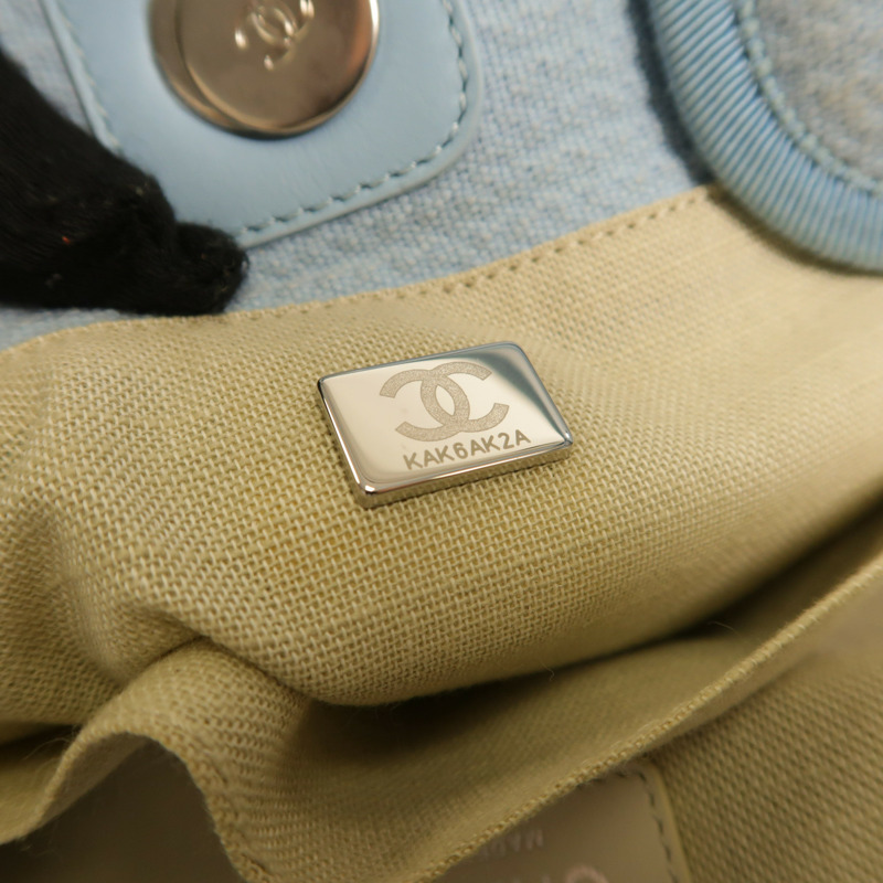 CHANEL 帆布Deauville Tote銀扣鏈帶手挽肩背兩用袋-13