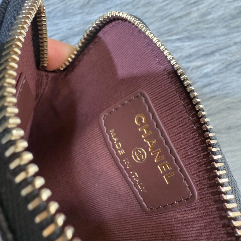 CHANEL AP2061 COCO 黑色荔枝皮 金釦 方形 吐司 信用卡夾 零錢包 錢包-8