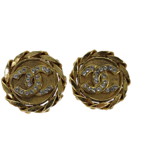 香奈兒 COCO 馬克耳環 金屬 金 CC 正品 hk1465