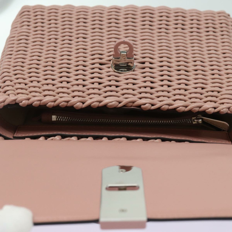 【日本直送】Salvatore Ferragamo Gancini 單肩包 皮革 粉紅色 正品 84233A-18