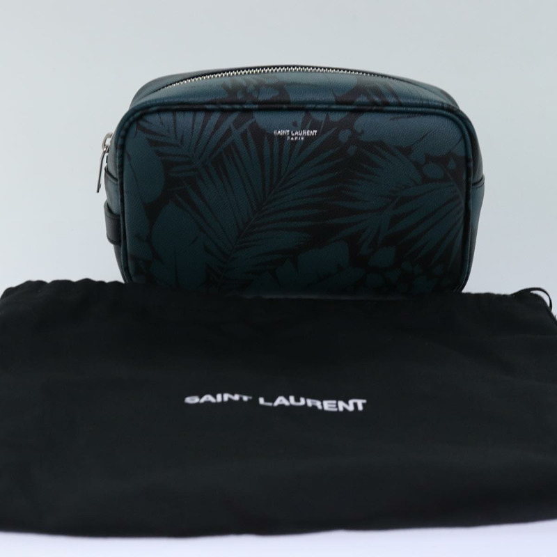 【日本直送】SAINT LAURENT 手拿包 PVC 綠色 正品 ac3173-11