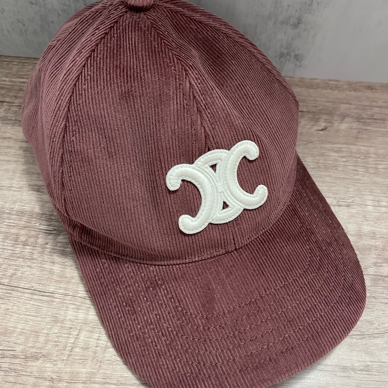 Celine 燈芯絨 凱旋門 鴨舌帽 棒球帽 酒紅 豆沙紅 M-0