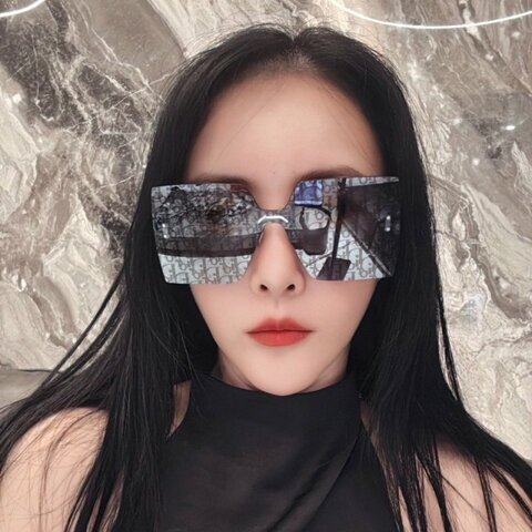 DIOR 無框滿版LOGO大墨鏡(藍色)