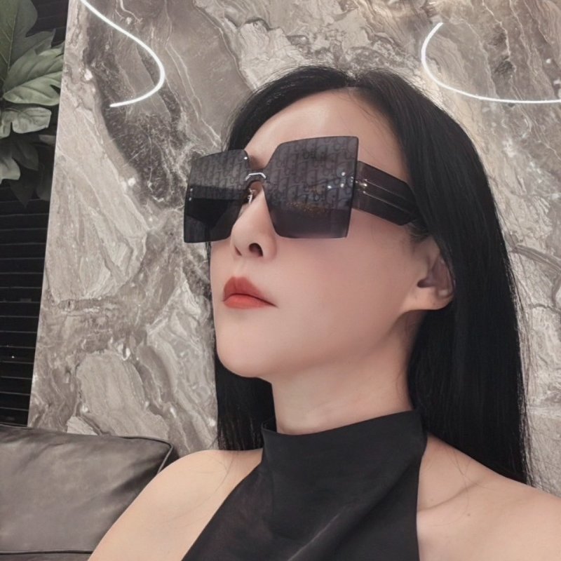 DIOR 無框滿版LOGO大墨鏡(藍色)-6