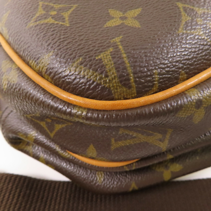 LOUIS VUITTON Monogram Reporter PM金扣肩背袋棕色-10
