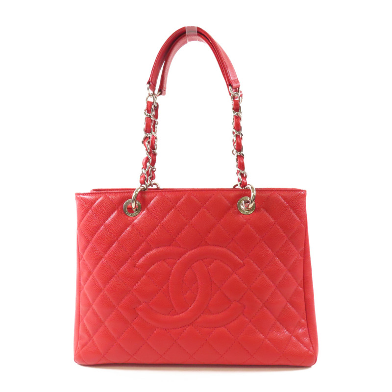CHANEL 牛皮皮革GST Grand Shopping Tote Bag銀扣肩背袋-0
