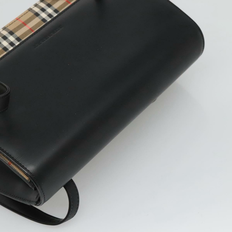 【日本直送】BURBERRY 手提包 黑色皮革 正品 ki5664-5