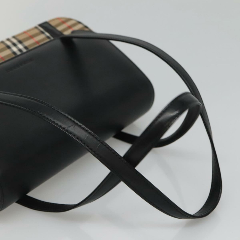 【日本直送】BURBERRY 手提包 黑色皮革 正品 ki5664-6
