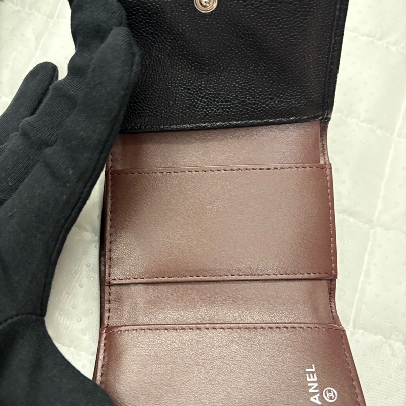 Chanel 三折皮夾 荔枝銀-7