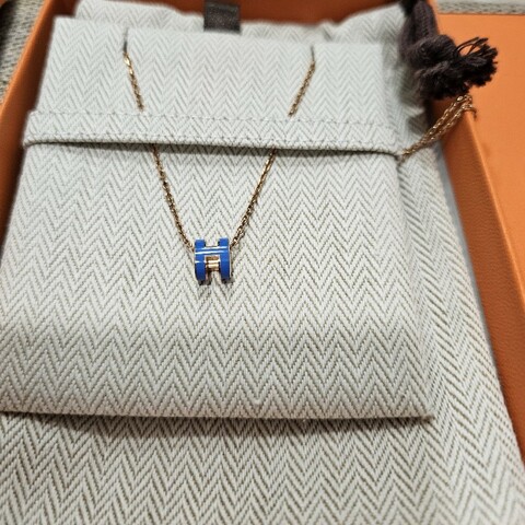 Hermès 項鍊 Mini POP H(藍×金)