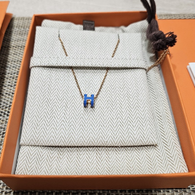 非常新!Hermès 項鍊 Mini(藍×金)-2
