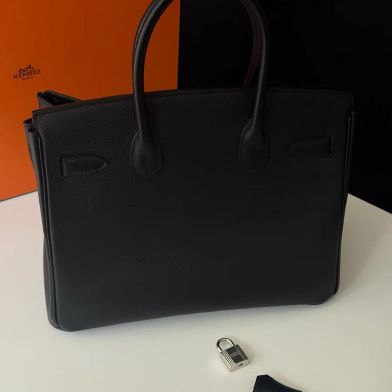 💓🎠 愛馬仕 Hermes birkin30 黑銀 epsom皮 Y刻 99新 配件:鎖鑰匙 盒子-9