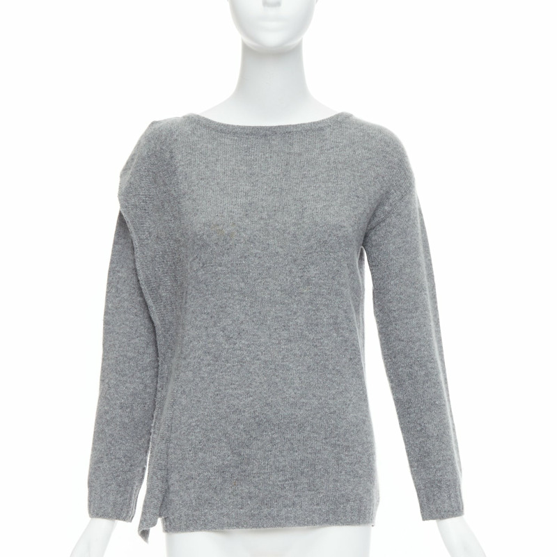 PRADA 2016 grey wool cashmere side panel asymmetric sweater IT38 XS-0