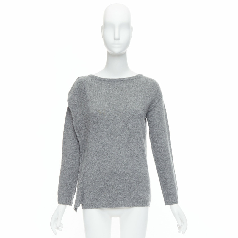 PRADA 2016 grey wool cashmere side panel asymmetric sweater IT38 XS-9