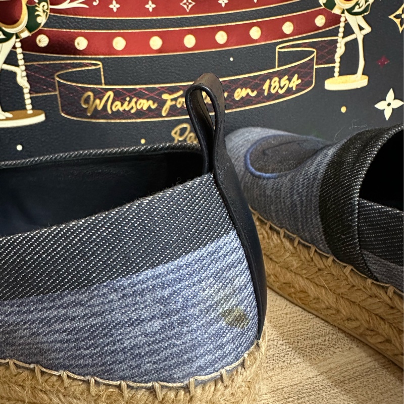 閒置 LV 💙丹寧牛仔草編鞋-10