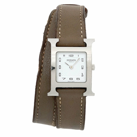 愛馬仕 HERMES H 手錶 Double Tour HH1 210 女士腕錶 白色 石英